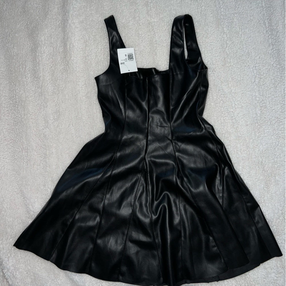 Leather mini dress